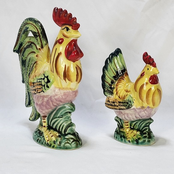 Ucagco Other - Vintage Rooster and Hen Figurines Hand Painted Set of 2 Ucagco Ceramics Japan